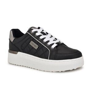 Nine West Black/Silver Lace-Up Platform Sneakers